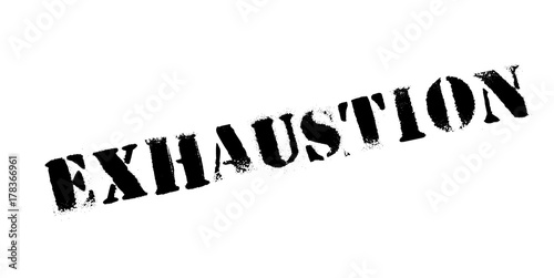 Exhaustion rubber stamp. Grunge design with dust scratches. Effects can be easily removed for a clean, crisp look. Color is easily changed.