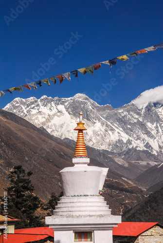 Nepal tengboche monastery nuptse mount everest peak