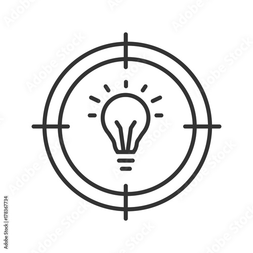 Aim on light bulb linear icon