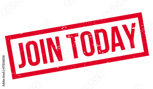 Join Today rubber stamp. Grunge design with dust scratches. Effects can be easily removed for a clean, crisp look. Color is easily changed.