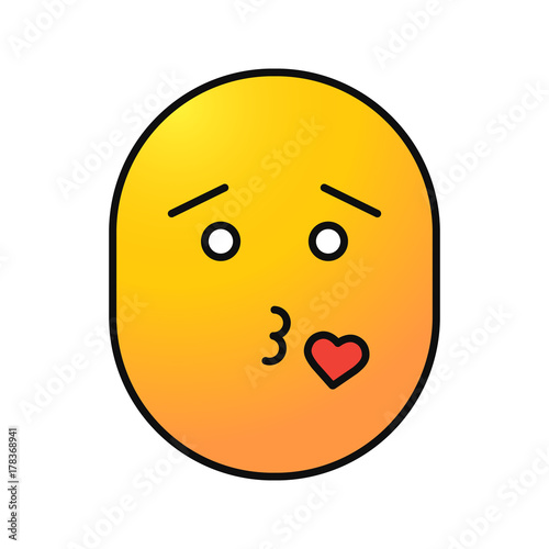 Smiley throwing kiss color icon