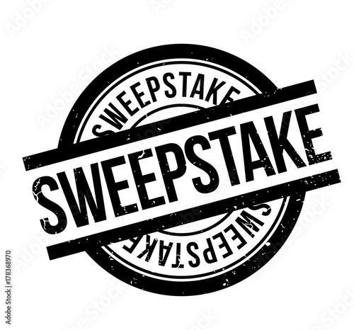 Sweepstake rubber stamp. Grunge design with dust scratches. Effects can be easily removed for a clean, crisp look. Color is easily changed.