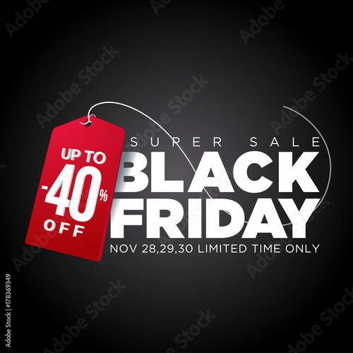 Black friday tag, special offers and discounts
