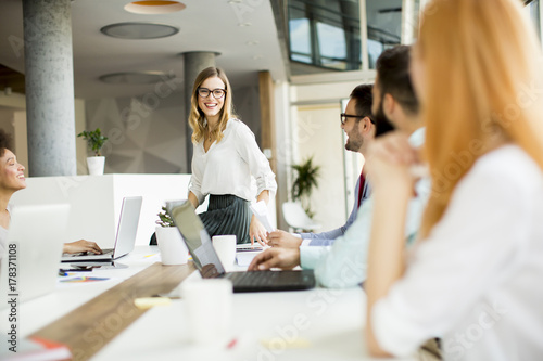 Business people discussing a strategy and working together in office