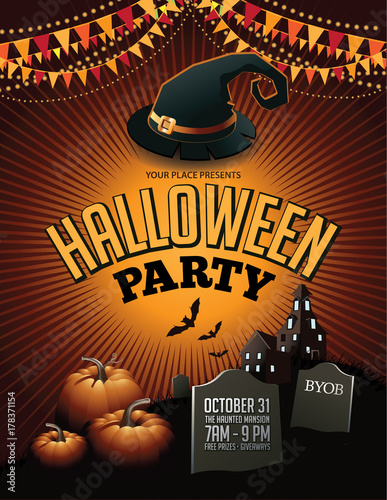 Halloween Party illustration. EPS 10 vector. photo