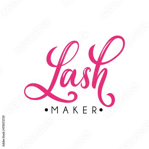 Lashes lettering logo design. Vector hand drawn lettering. Calligraphy phrase for lash makers logo, cards, prints, beauty blogs. 