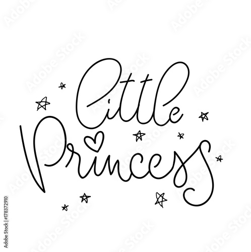 Little Princess Vector poster with decor elements. Handdrawn card for child. Little Princess girl phrase and inspiration quote. Design for t-shirt, prints, card or invitation.