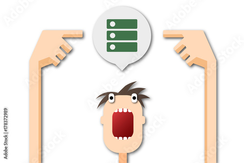 Cartoon Mann zeigt auf Sprechblase - Ordner