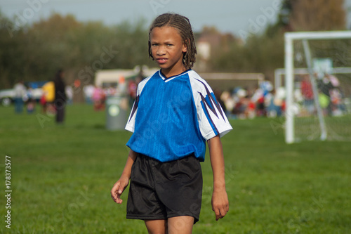 Young girl on the field to play soccer  © Larry D Crain
