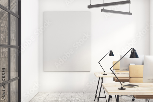 Office with empty banner