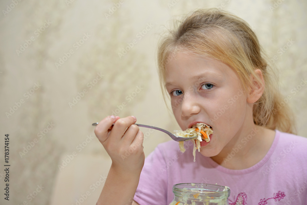 little girl eats cabbage little girl eats cabbage