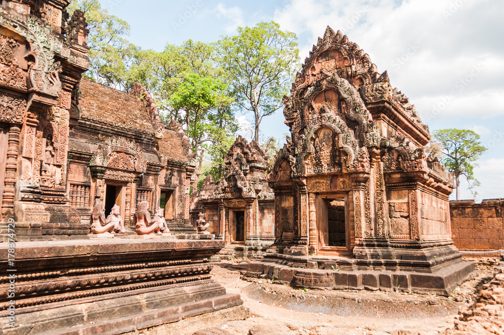 Banteay Srei temple in Khmer Angkor complex, Cambodia, South East Asia.