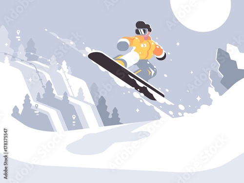 Snowboarder guy snowboarding