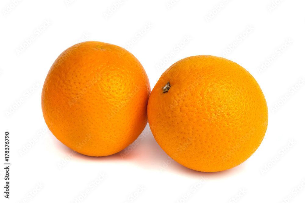 Two oranges isolated on white background, fruit Two oranges isolated on white background, fruit