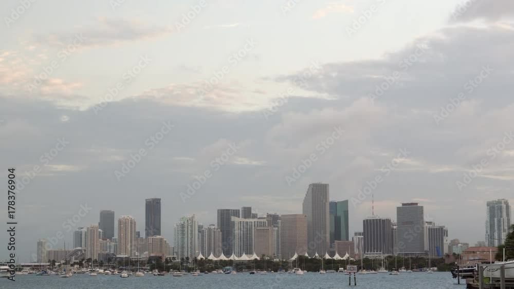 Miami skyline at dusk. Miami skyline at dusk.