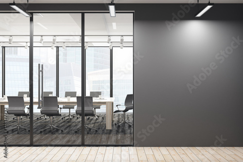 Contemporary meeting room with empty wall photo