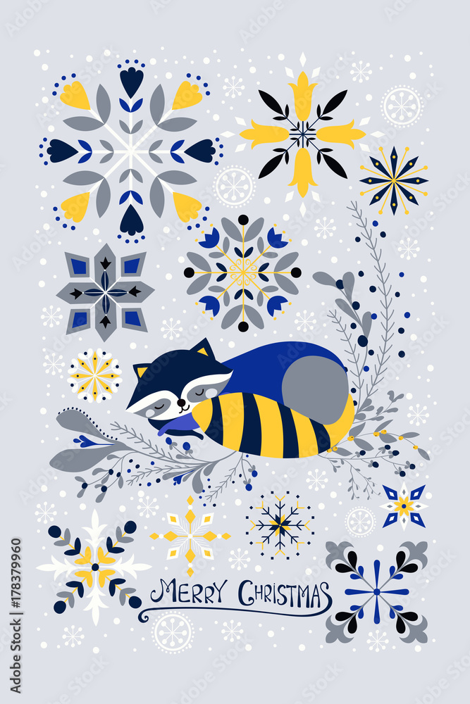 Fototapeta premium Happy Raccoon Year