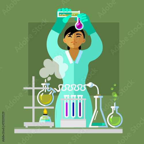 Woman working in the chemistry laboratory photo