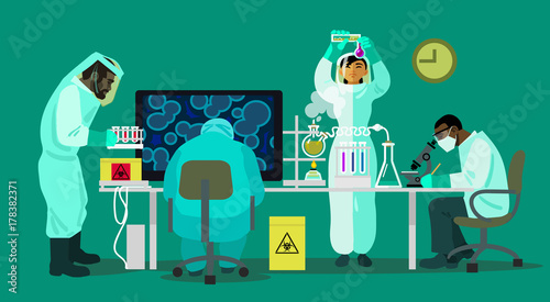 Scientists are working with bio hazardous substances