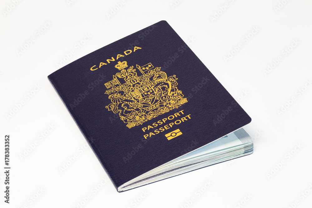 Canadian passport on white background Canadian passport on white background
