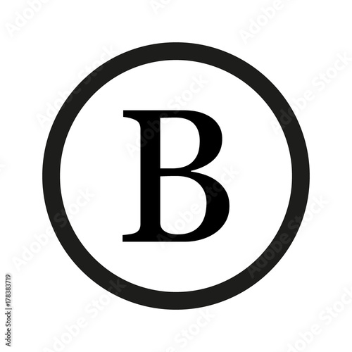 Letter B with long shadow on white background. Black symbol in a flat design style. Vector illustration, easy to edit.