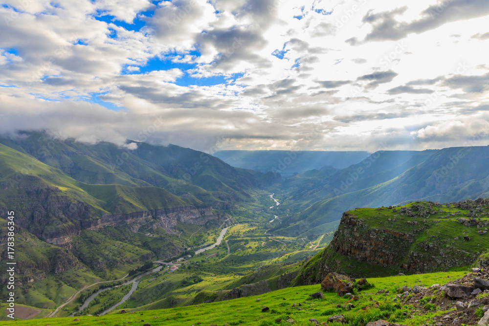 Panoramic view of the highland valley