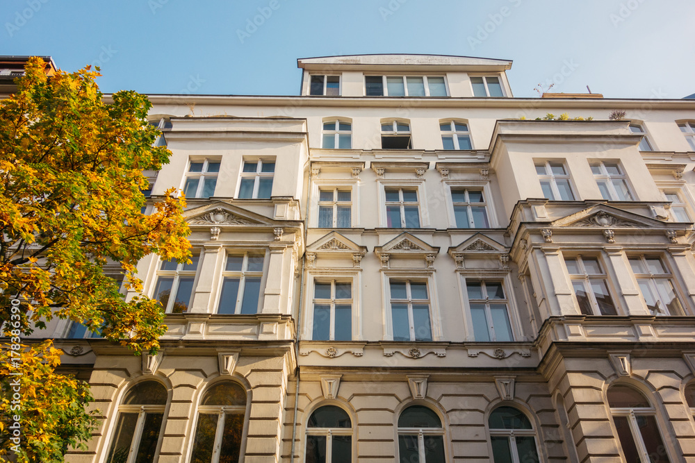 Fototapeta premium luxury facade of house in autumn