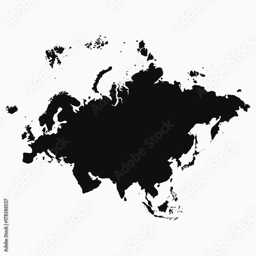 Eurasia map. Monochrome shape. Vector illustration.