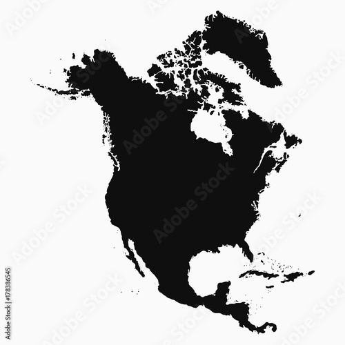 North America Map. Isolated monochrome shape. Vector illustration.