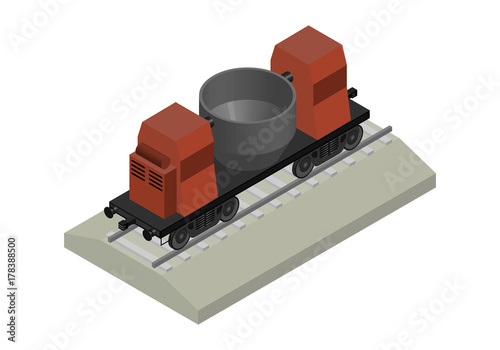 Railway carriage 3D. Slag carrier.