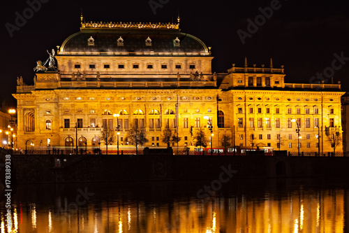 National theatre prague in night photo