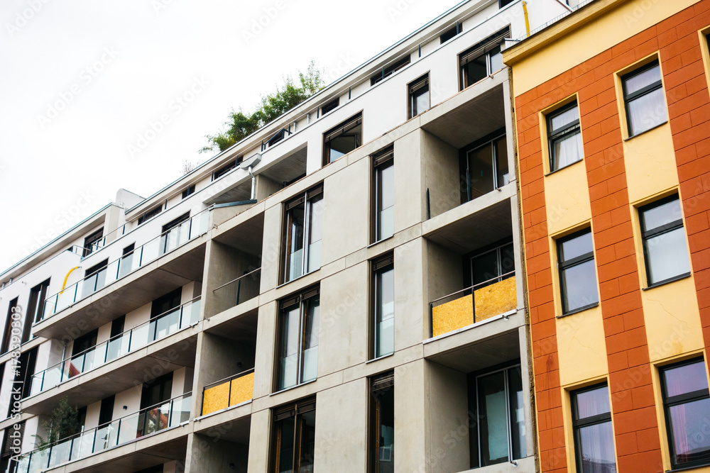 futuristic design of apartment facade exterior view