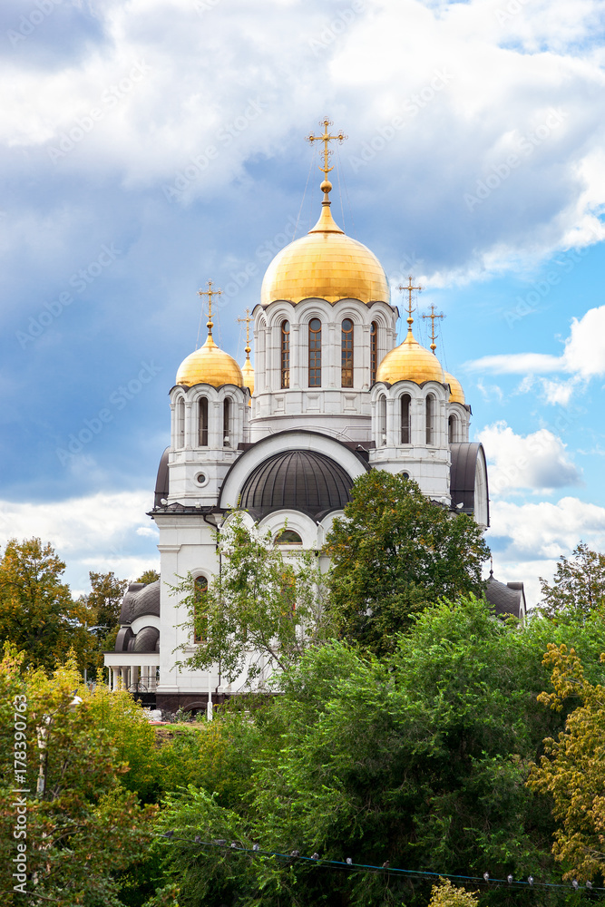 Russian orthodox church. Temple of the Martyr St. George in Samara, Russia