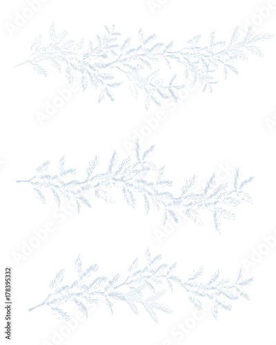 set of christmas snowy  branch   isolated on white