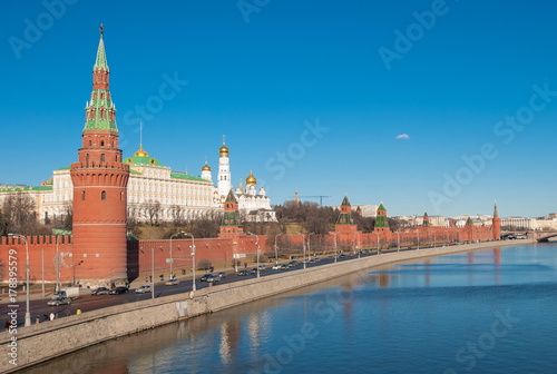 View of the Kremlin, Kremlin embankment and Moscow River