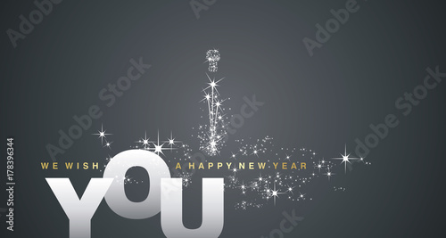 We wish you a Happy New Year silver black background