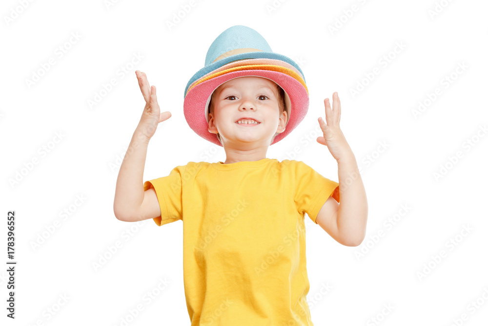 Dancing boy in the hat isolated on white Dancing boy in the hat isolated on white