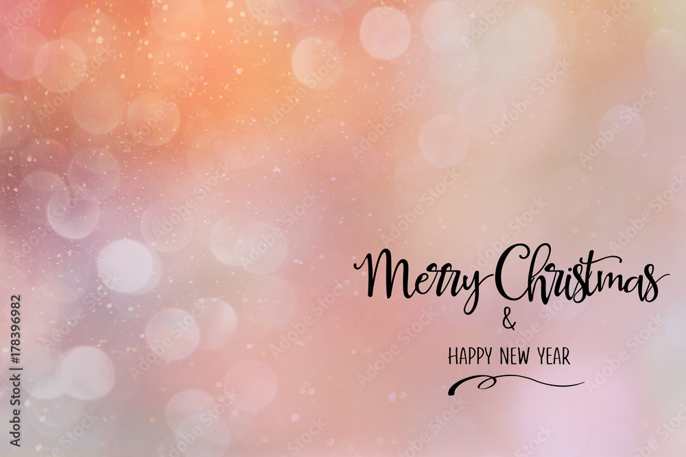 pink/coral Christmas abstract background with quote - merry Christmas and happy new year