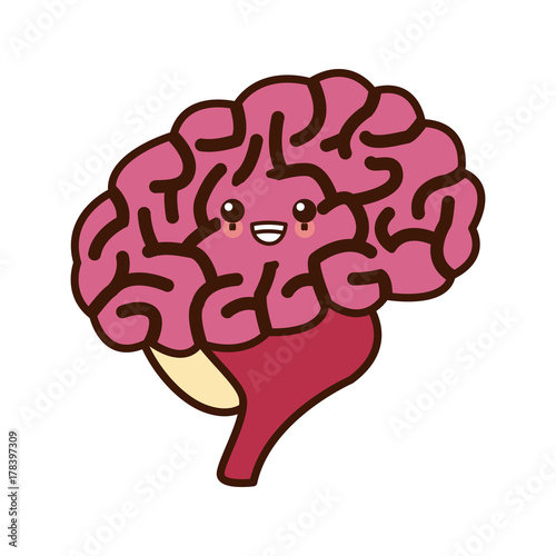 Human brain symbol cute kawaii cartoon vector illustration
