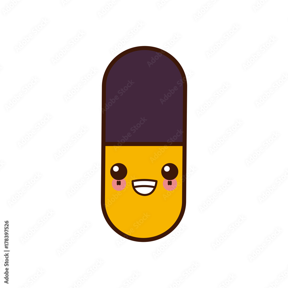 Pill medicine drug cute kawaii cartoon vector illustration Pill medicine drug cute kawaii cartoon vector illustration