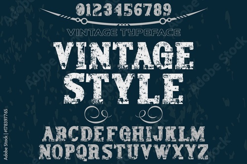 Vintage Font handcrafted vector script alphabet,design handwritten,brush,retro,old style design,letters,vintage,labels,illustration,grunge,graphics,banners named- photo