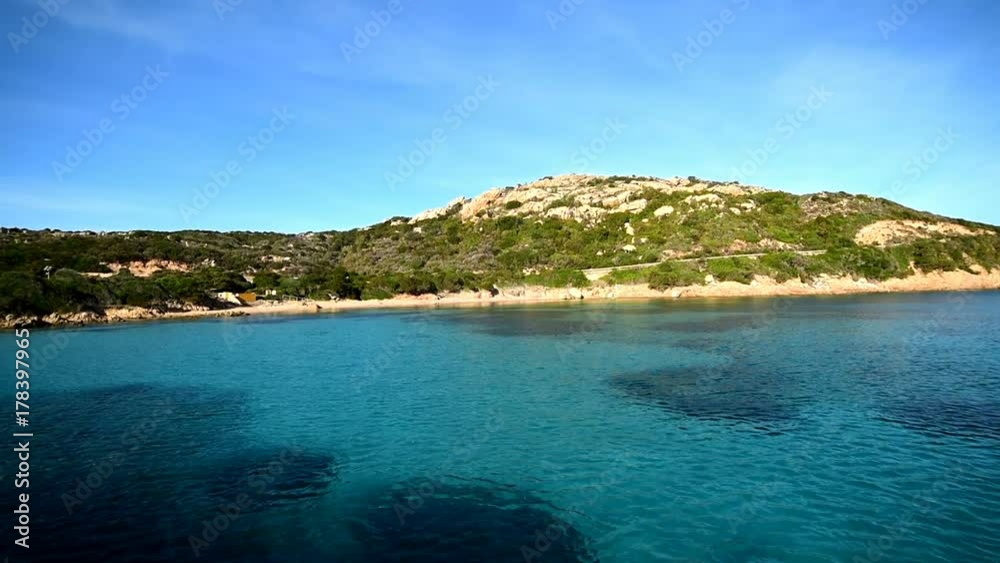 Blue sea in Spalmatore beach in La Maddalena. Sardinia, Italy
