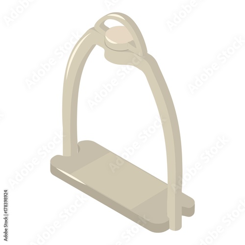 Horse stirrup icon, isometric style