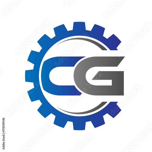cg initial logo vector with gear blue gray