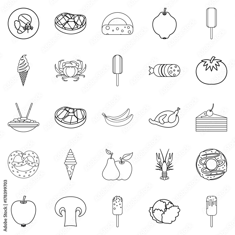 Restaurateur icons set, outline style