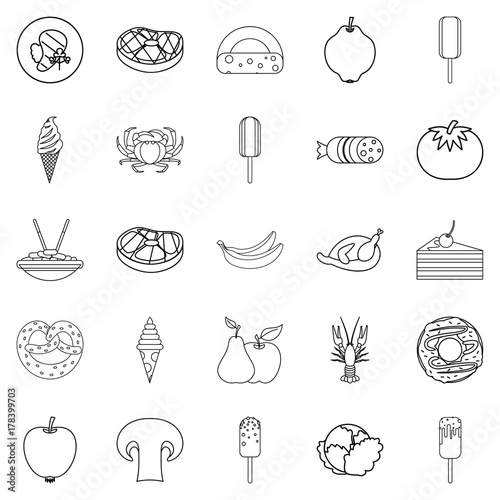 Restaurateur icons set  outline style