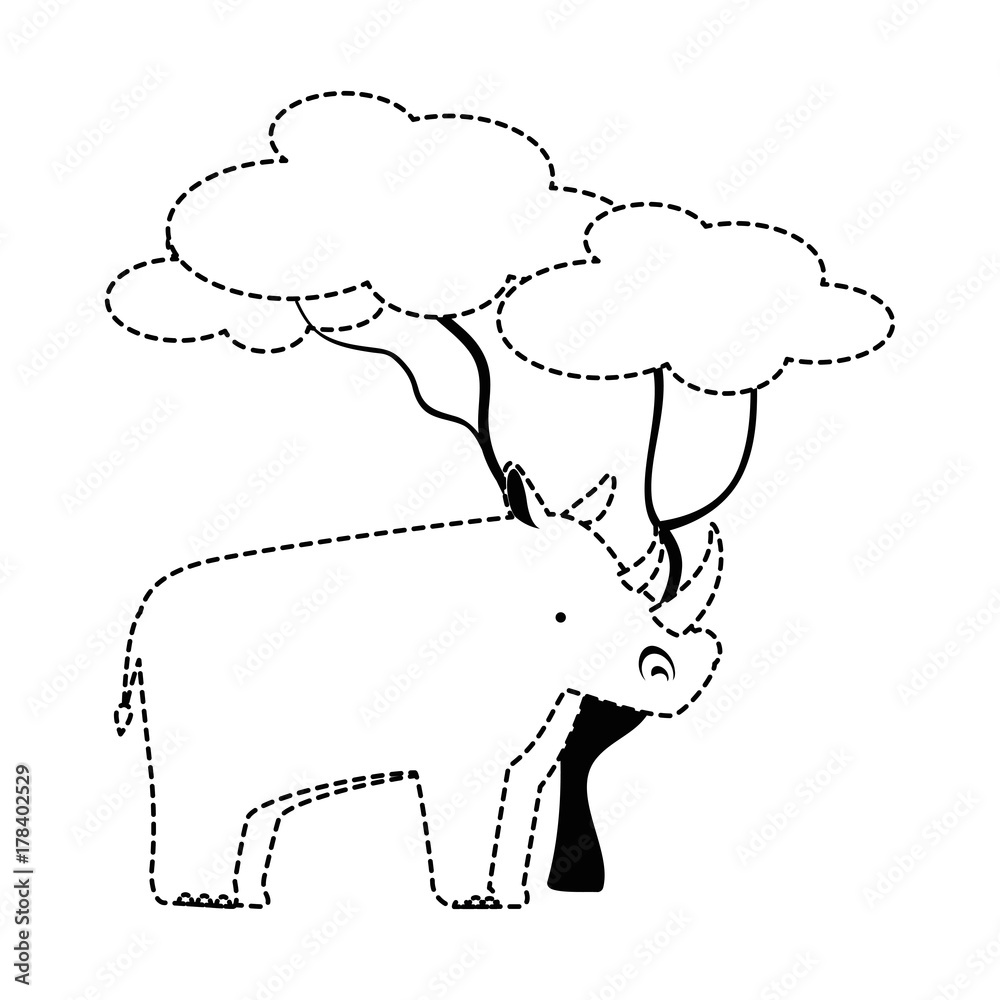Fototapeta premium wild rhinoceros with tree