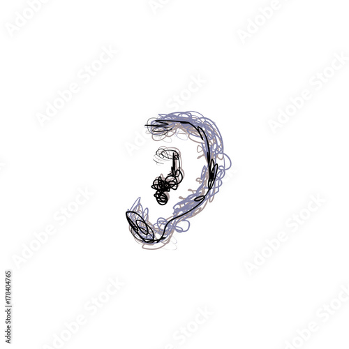 ear doodle vector icon