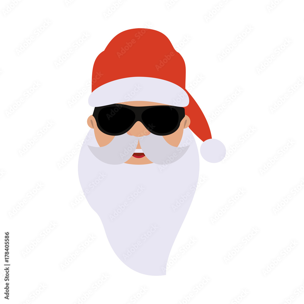 santa claus wearing sunglasses cartoon icon image vector illustration ...