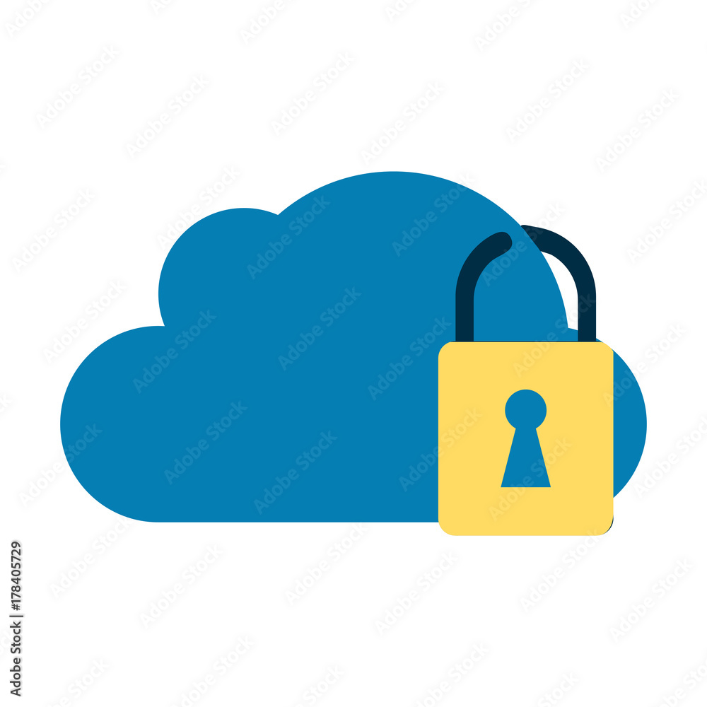 cloud storage with safety lock icon image vector illustration design cloud storage with safety lock icon image vector illustration design